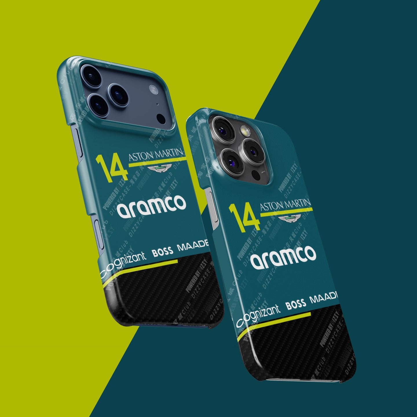 Fernando Alonso AMR25 FA14 Phone Case – F1 Livery Edition (iPhone Series) | DIZZY CASE
