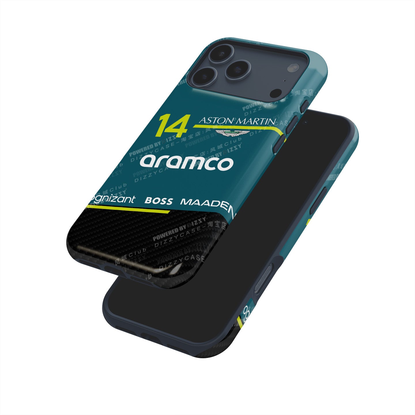 Fernando Alonso AMR25 FA14 Phone Case – F1 Livery Edition (iPhone Series) | DIZZY CASE