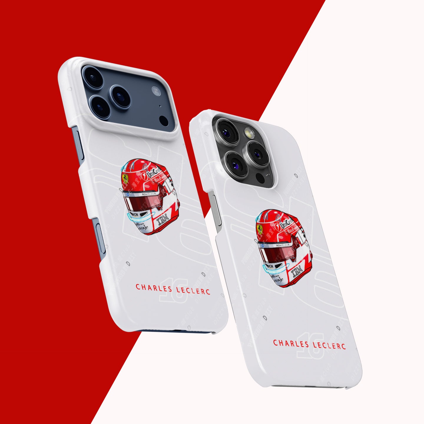 Charles Leclerc 2025 Helmet Phone Case – Official Ferrari Red & White Tribute for iPhone