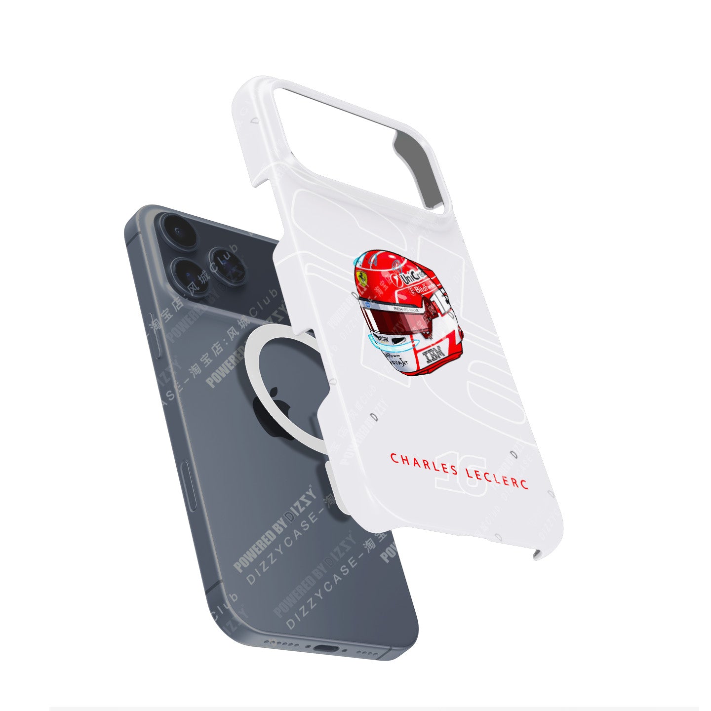 Charles Leclerc 2025 Helmet Phone Case – Official Ferrari Red & White Tribute for iPhone