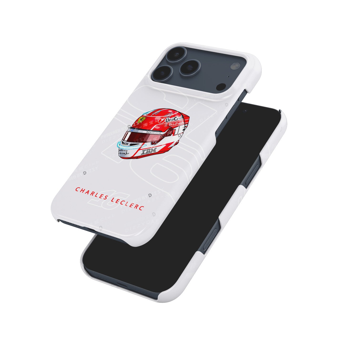 Charles Leclerc 2025 Helmet Phone Case – Official Ferrari Red & White Tribute for iPhone