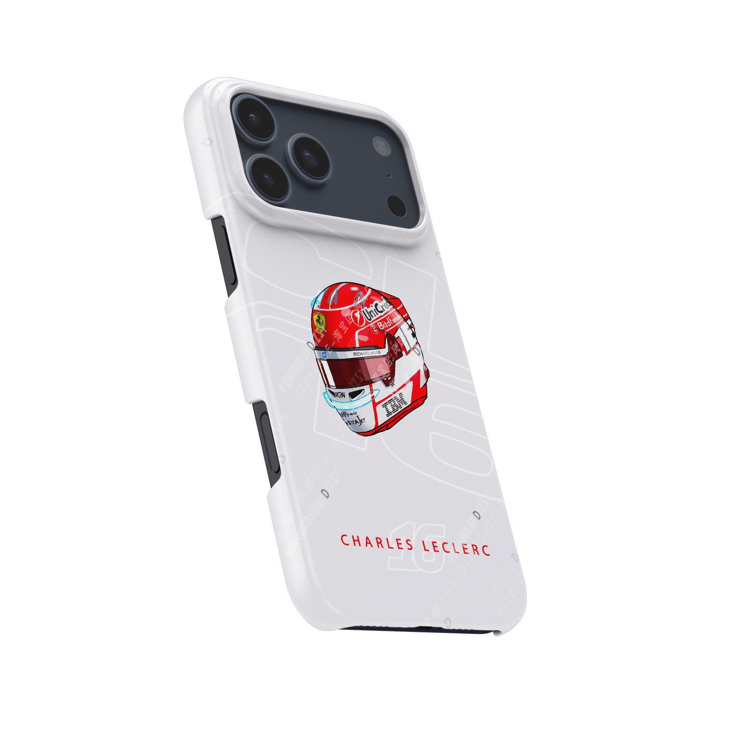 Charles Leclerc 2025 Helmet Phone Case – Official Ferrari Red & White Tribute for iPhone