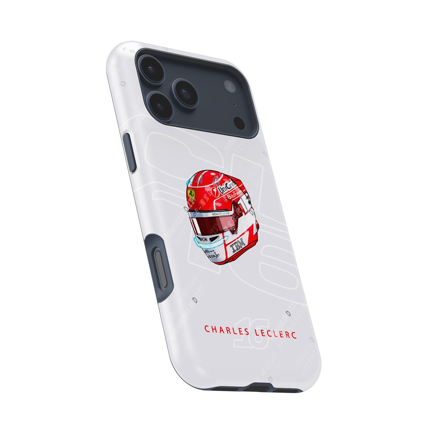 Charles Leclerc 2025 Helmet Phone Case – Official Ferrari Red & White Tribute for iPhone