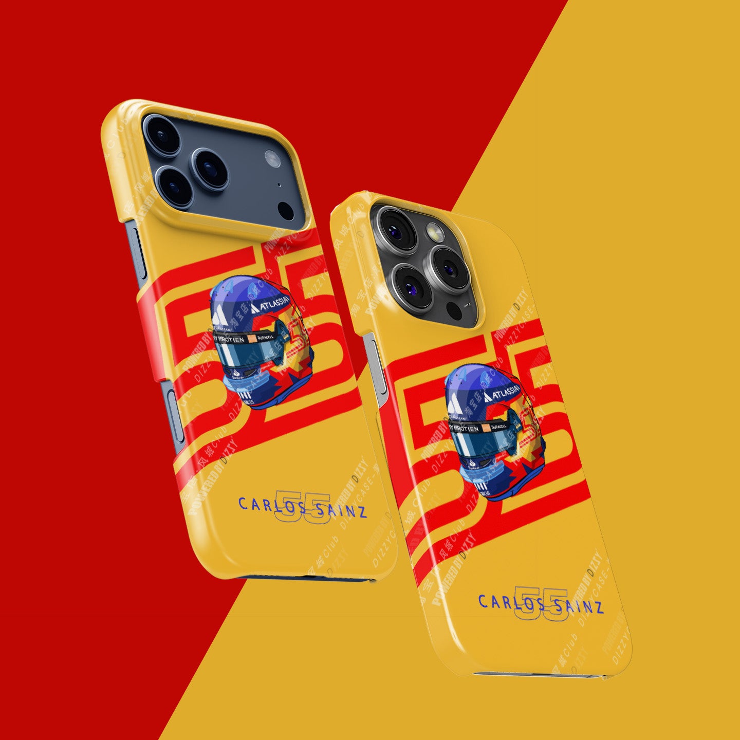 Carlos Sainz 2025 Helmet Tribute Phone Case – Red & Yellow 55 Design for iPhone | DIZZY CASE