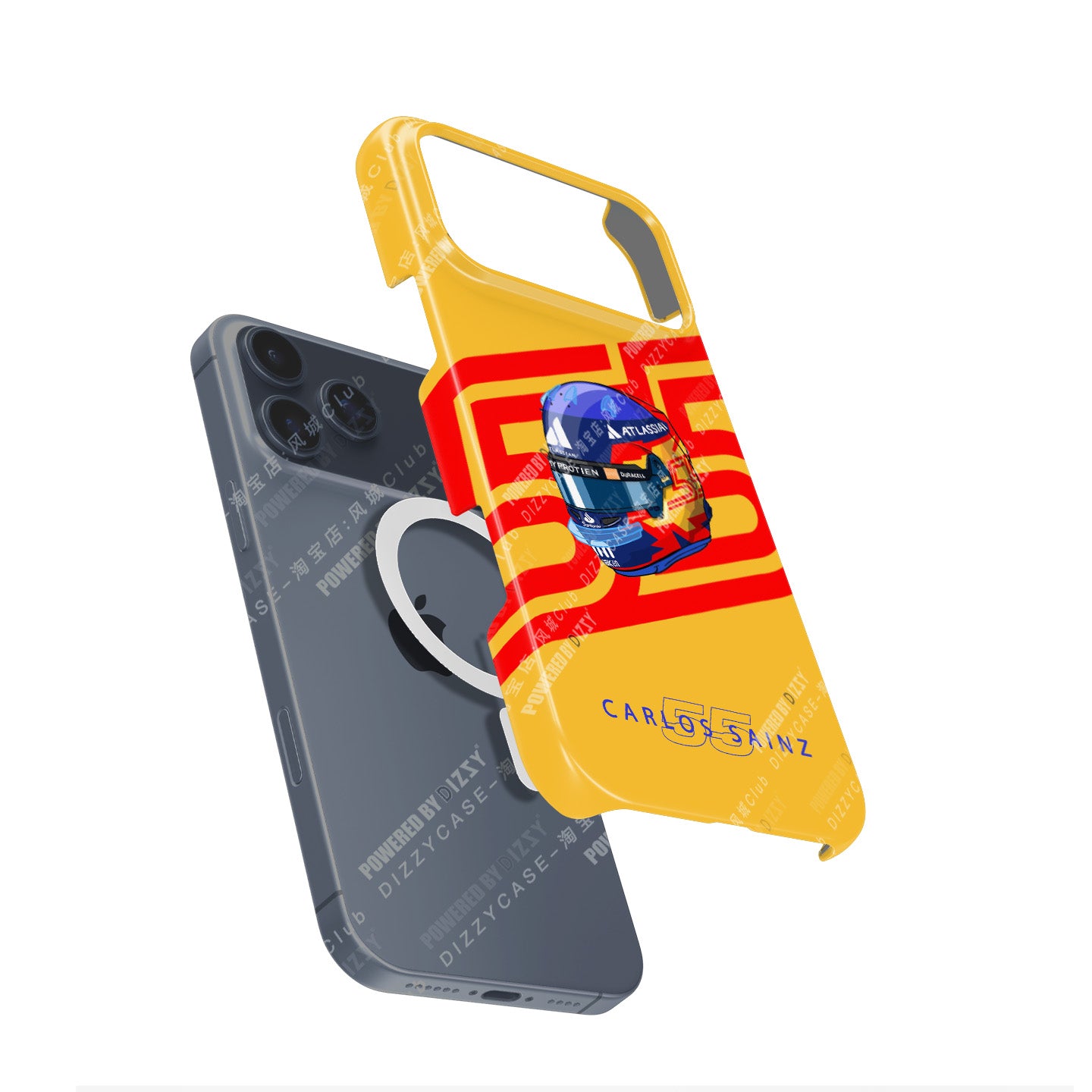 Carlos Sainz 2025 Helmet Tribute Phone Case – Red & Yellow 55 Design for iPhone | DIZZY CASE