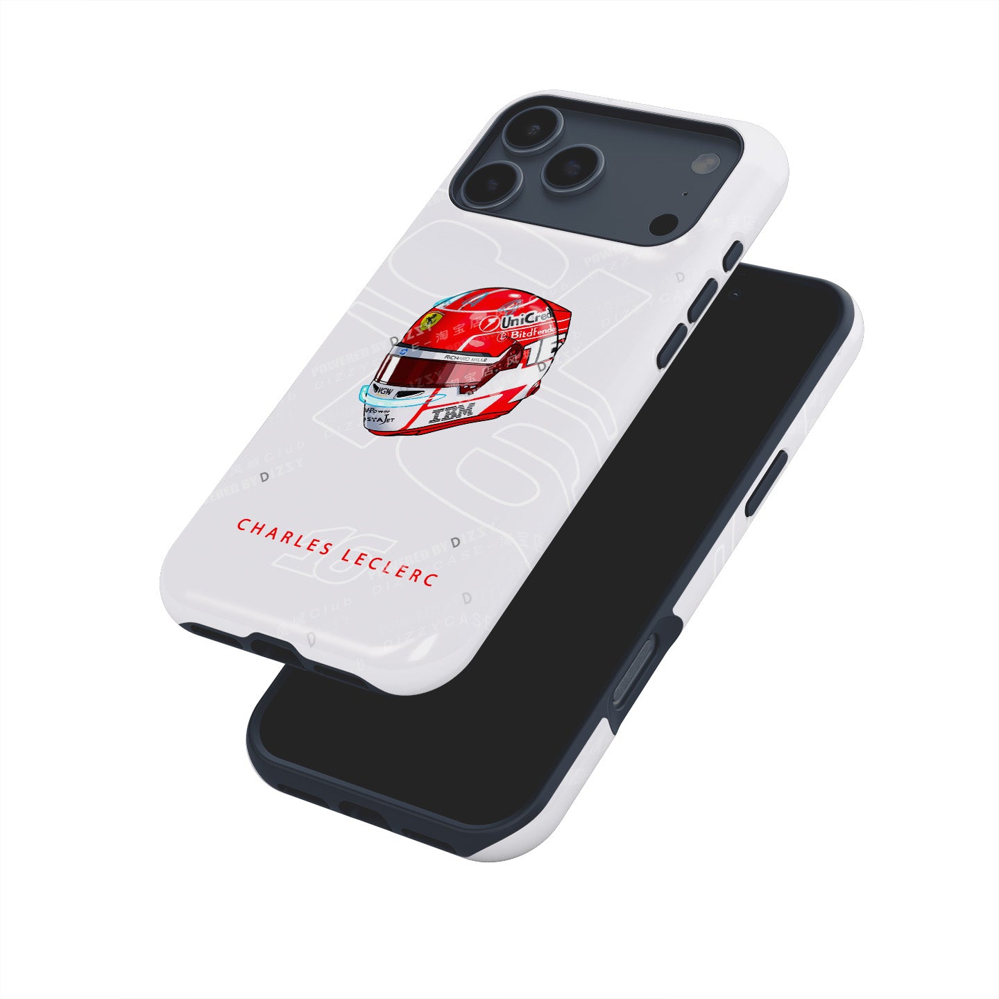Charles Leclerc 2025 Helmet Phone Case – Official Ferrari Red & White Tribute for iPhone