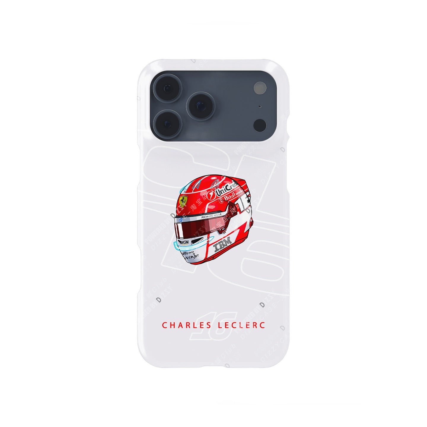 Charles Leclerc 2025 Helmet Phone Case – Official Ferrari Red & White Tribute for iPhone