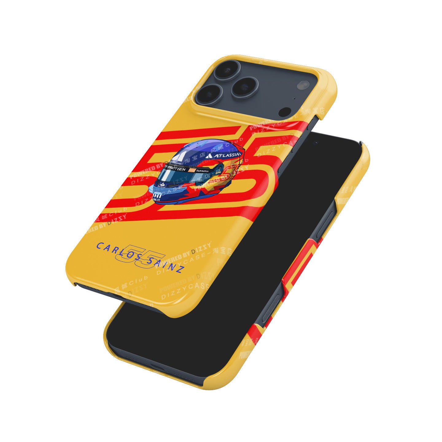 Carlos Sainz 2025 Helmet Tribute Phone Case – Red & Yellow 55 Design for iPhone | DIZZY CASE