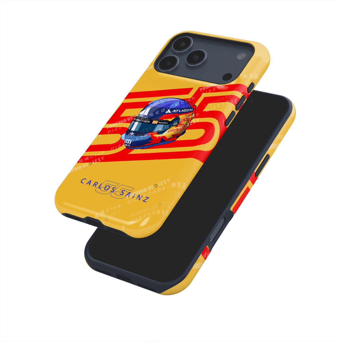 Carlos Sainz 2025 Helmet Tribute Phone Case – Red & Yellow 55 Design for iPhone | DIZZY CASE
