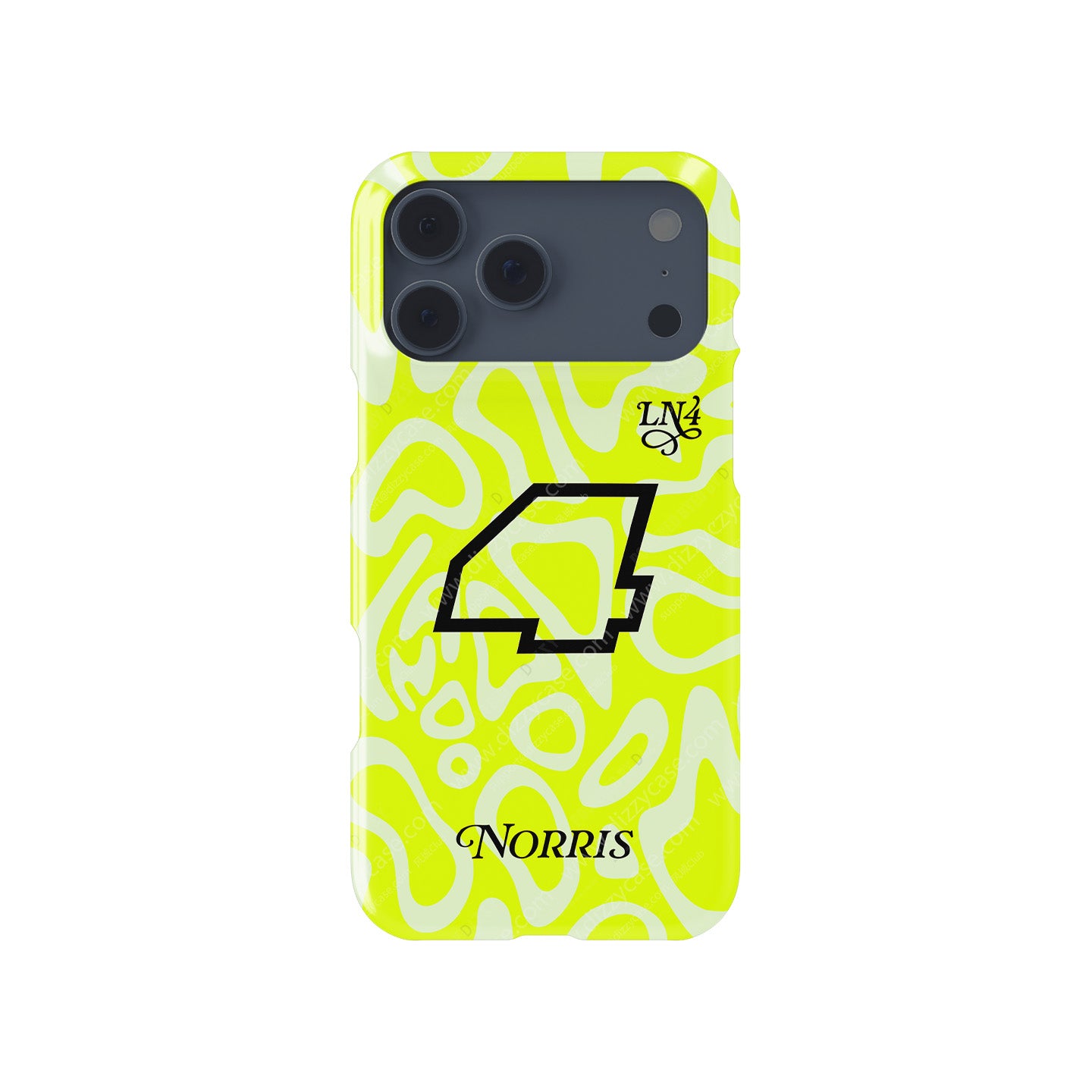 Lando Norris GRANDSTAND ’25 Phone Case – Fluoro Lime Edition for iPhone