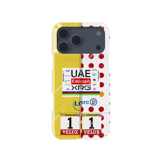 Tadej Pogačar Dual Jersey Phone Case – Yellow & Polka Dot Tour Tribute (for iPhone)