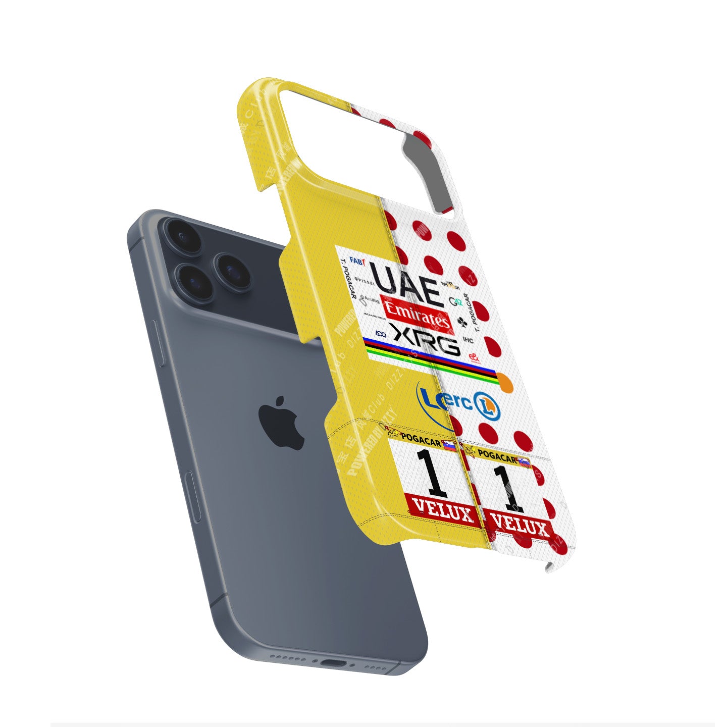 Tadej Pogačar Dual Jersey Phone Case – Yellow & Polka Dot Tour Tribute (for iPhone)