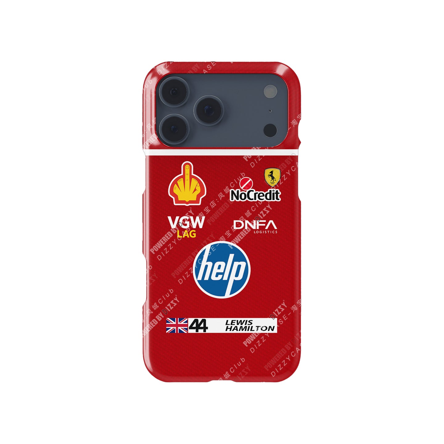 Lewis Hamilton Ferrari Parody Race Suit Phone Case – Satirical “HELP” Edition (for iPhone)