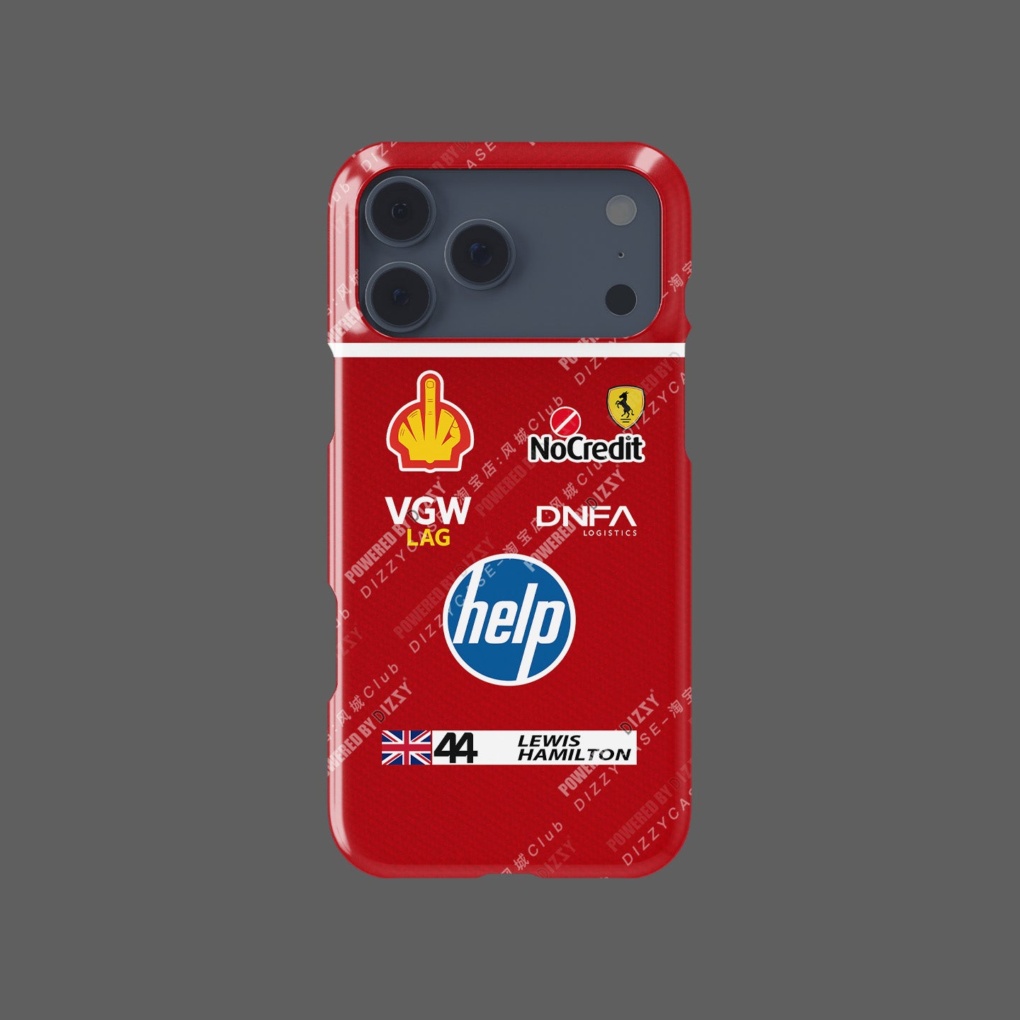 Lewis Hamilton Ferrari Parody Race Suit Phone Case – Satirical “HELP” Edition (for iPhone)