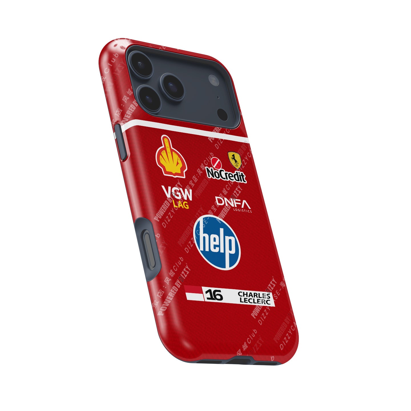 Leclerc Ferrari Parody Race Suit Phone Case – Satirical “HELP” Edition (for iPhone)