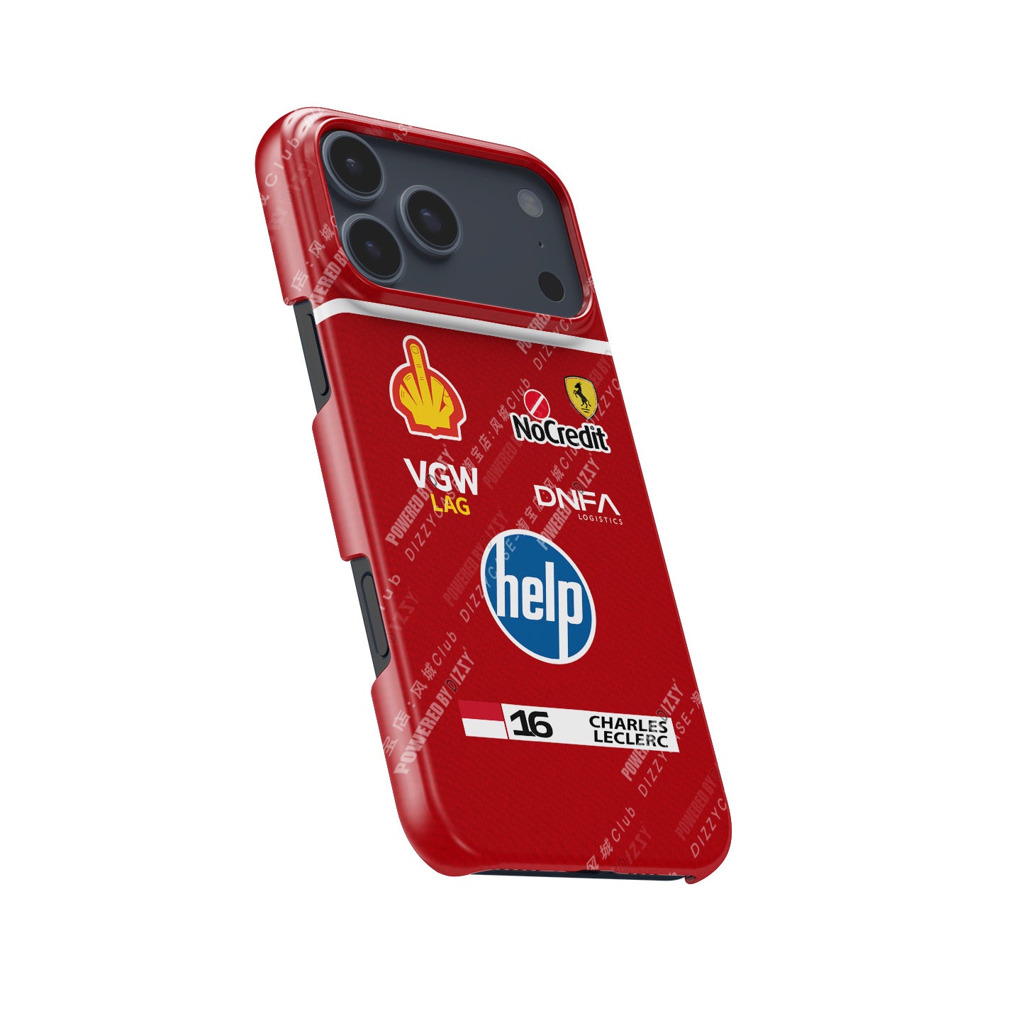 Leclerc Ferrari Parody Race Suit Phone Case – Satirical “HELP” Edition (for iPhone)