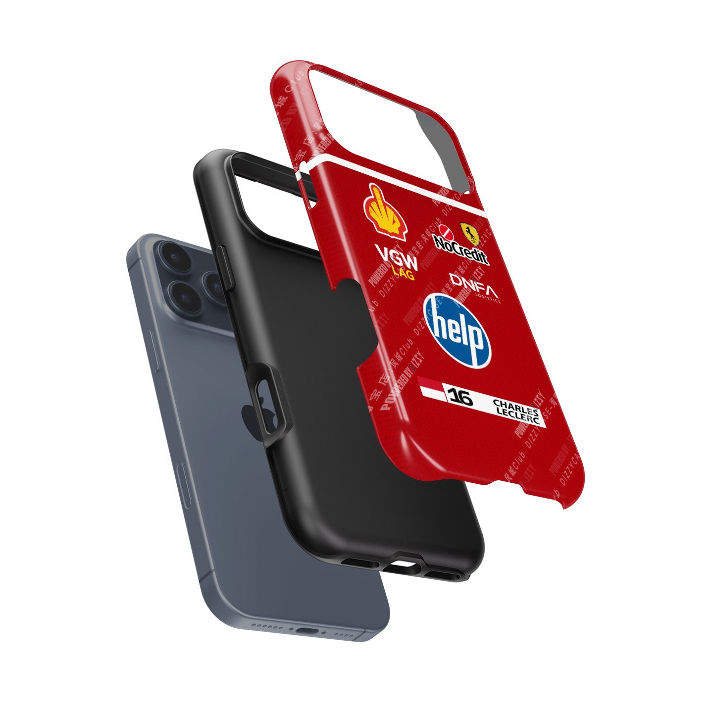 Leclerc Ferrari Parody Race Suit Phone Case – Satirical “HELP” Edition (for iPhone)