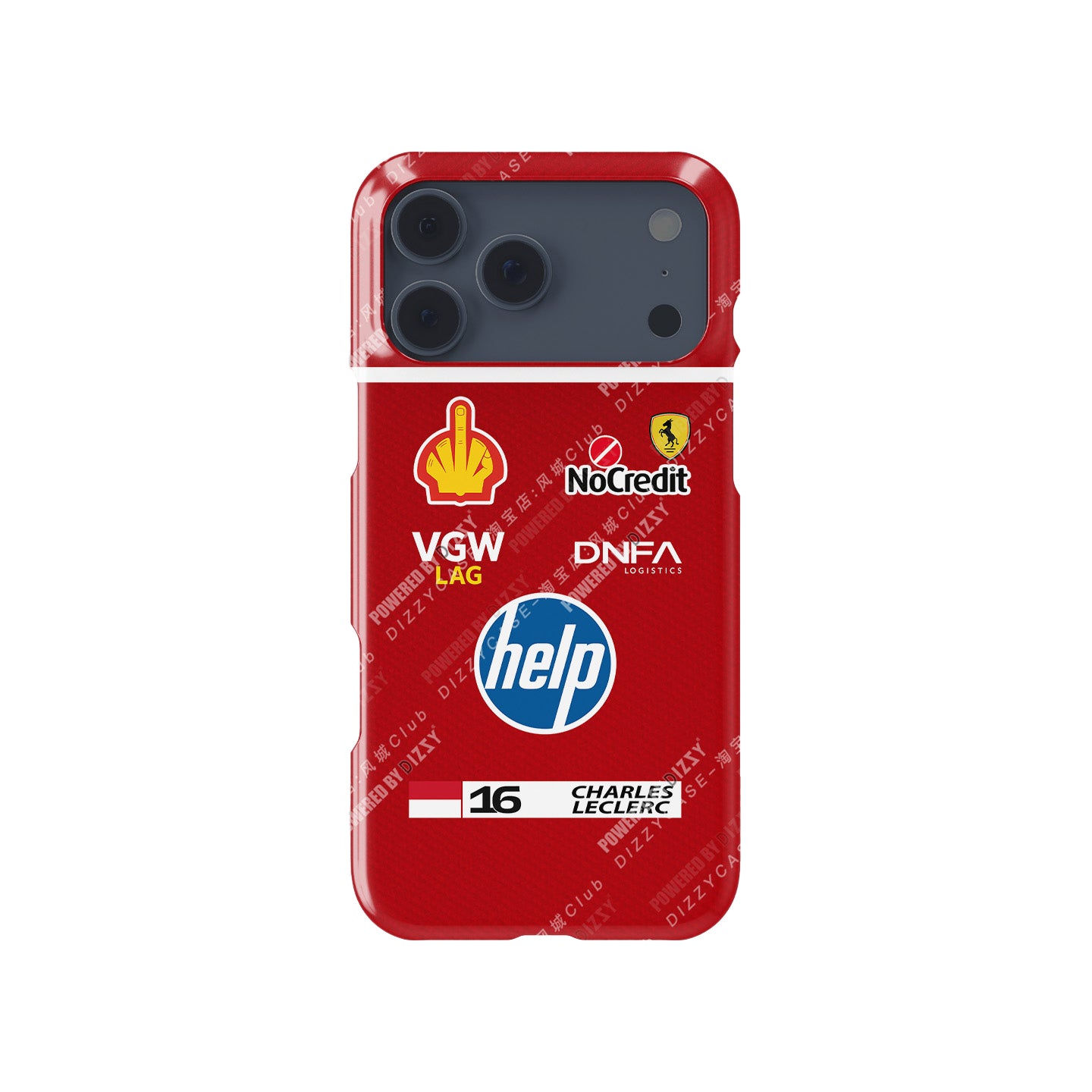 Leclerc Ferrari Parody Race Suit Phone Case – Satirical “HELP” Edition (for iPhone)