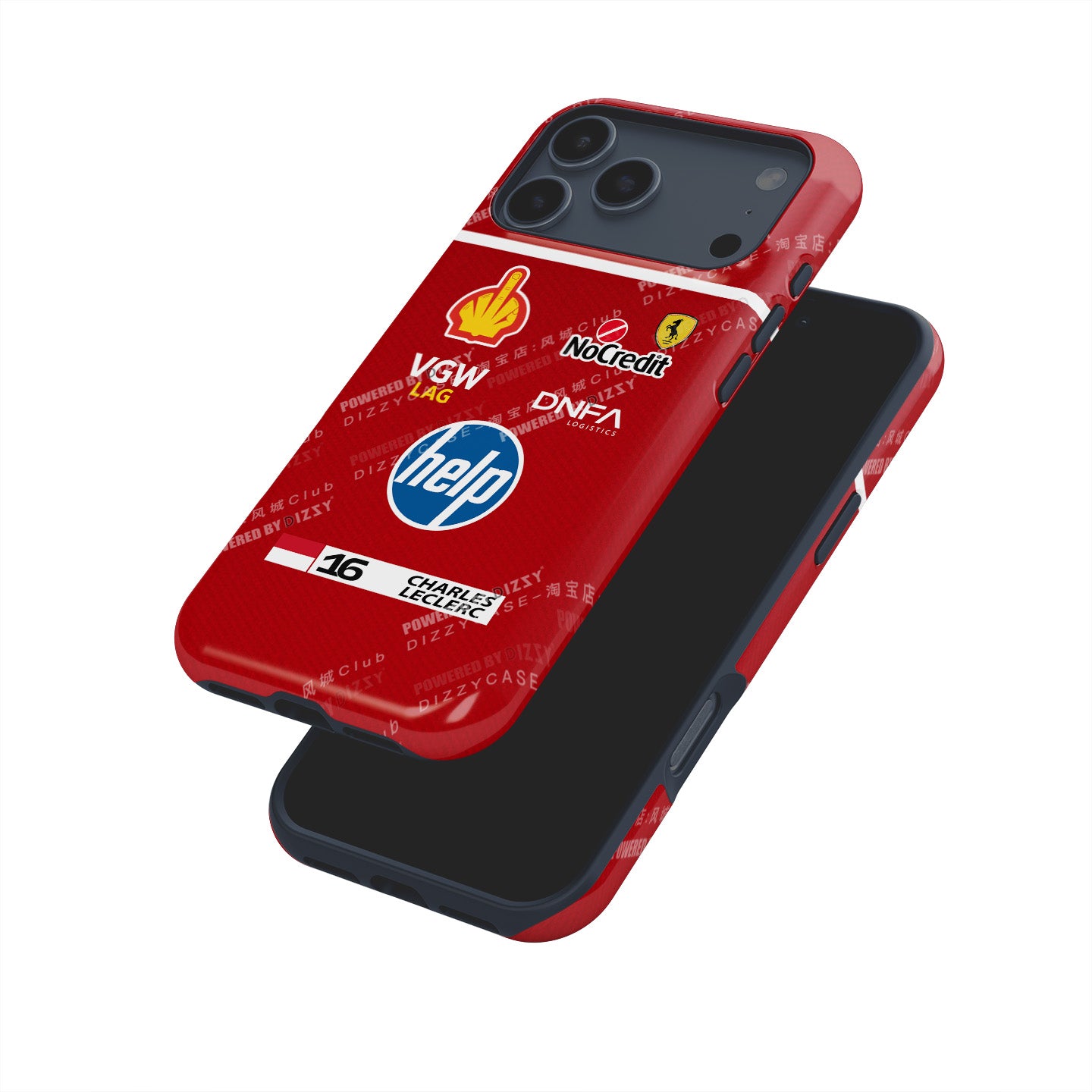 Leclerc Ferrari Parody Race Suit Phone Case – Satirical “HELP” Edition (for iPhone)