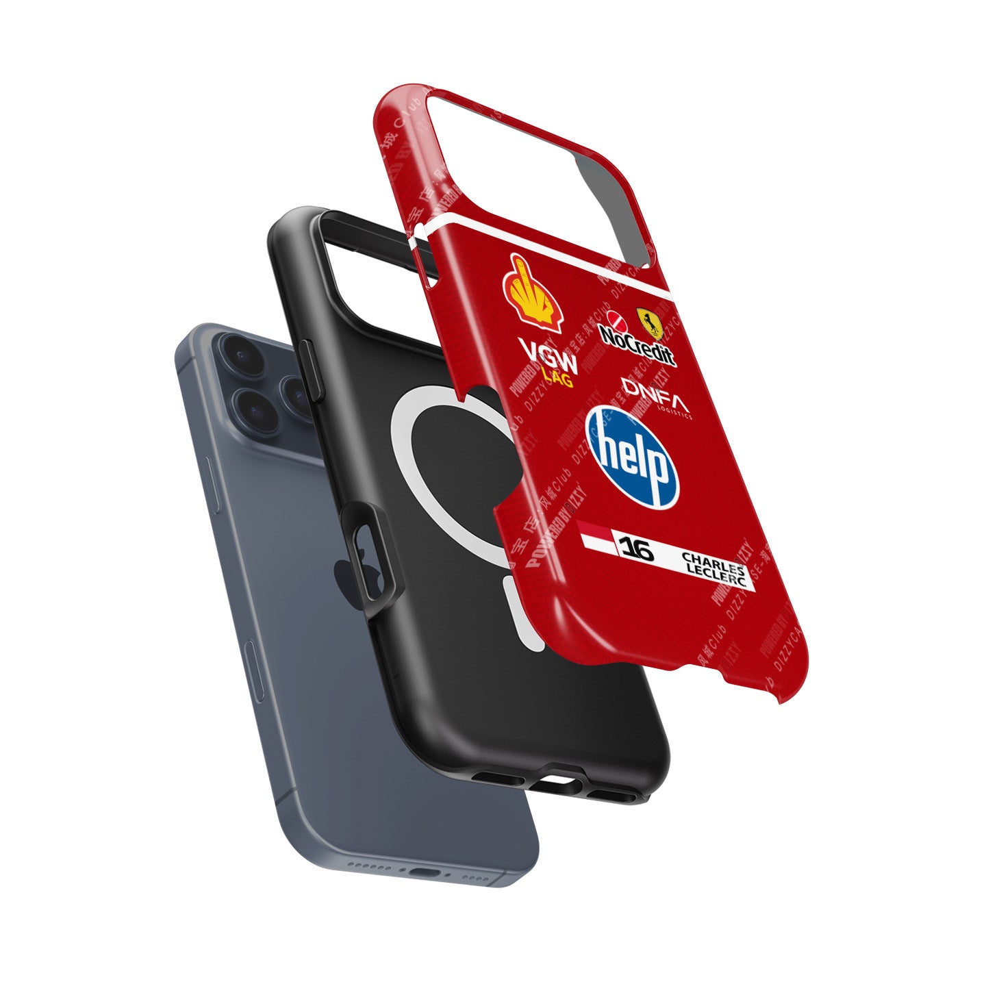 Leclerc Ferrari Parody Race Suit Phone Case – Satirical “HELP” Edition (for iPhone)