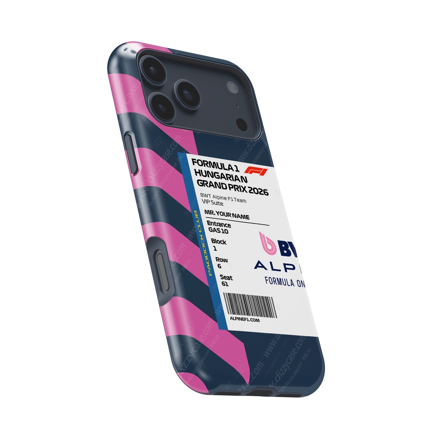 Custom Alpine VIP Case | Gasly & Doohan F1 Ticket – DIZZY CASE
