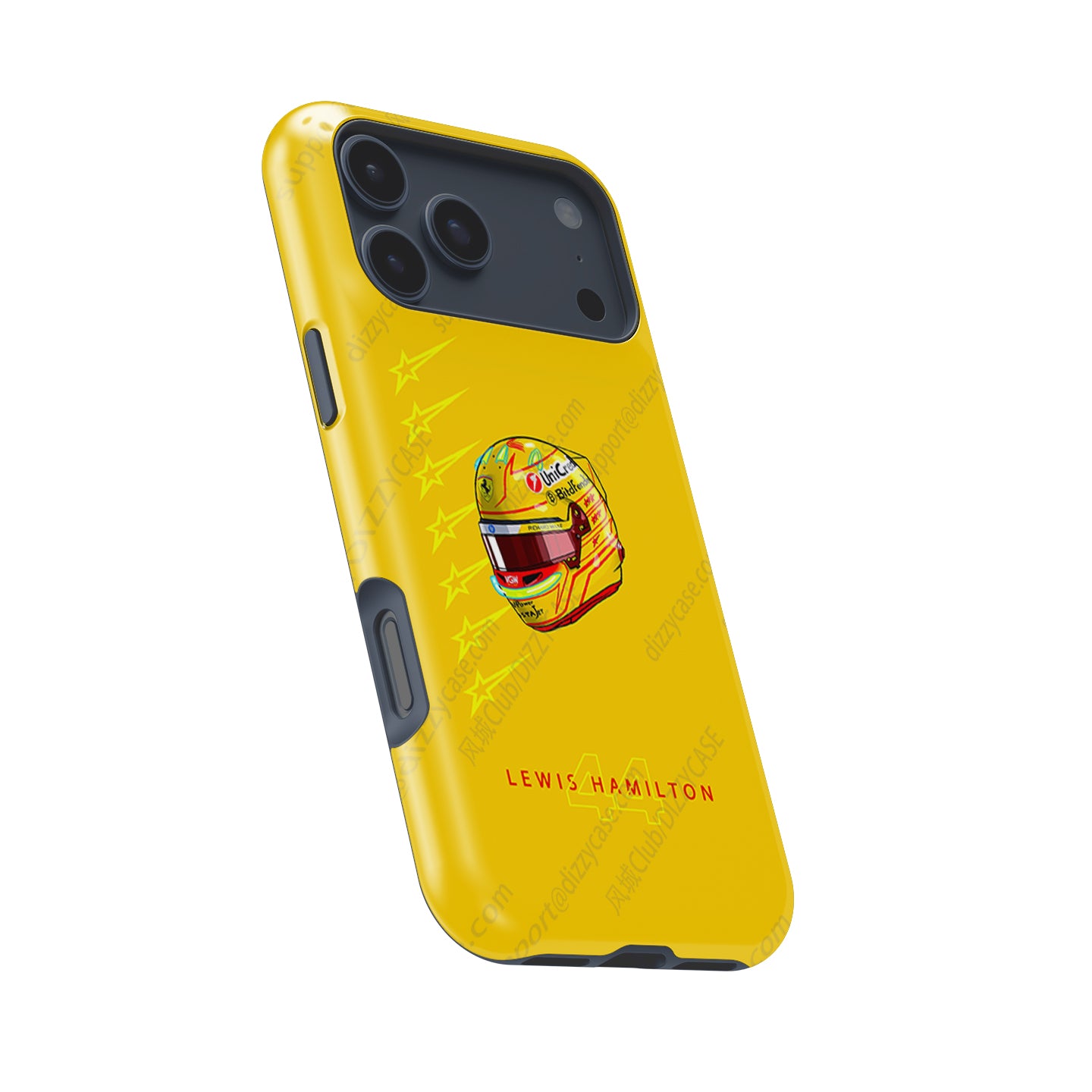 Lewis Hamilton 2025 Ferrari Helmet Phone Case – Yellow Edition for iPhone