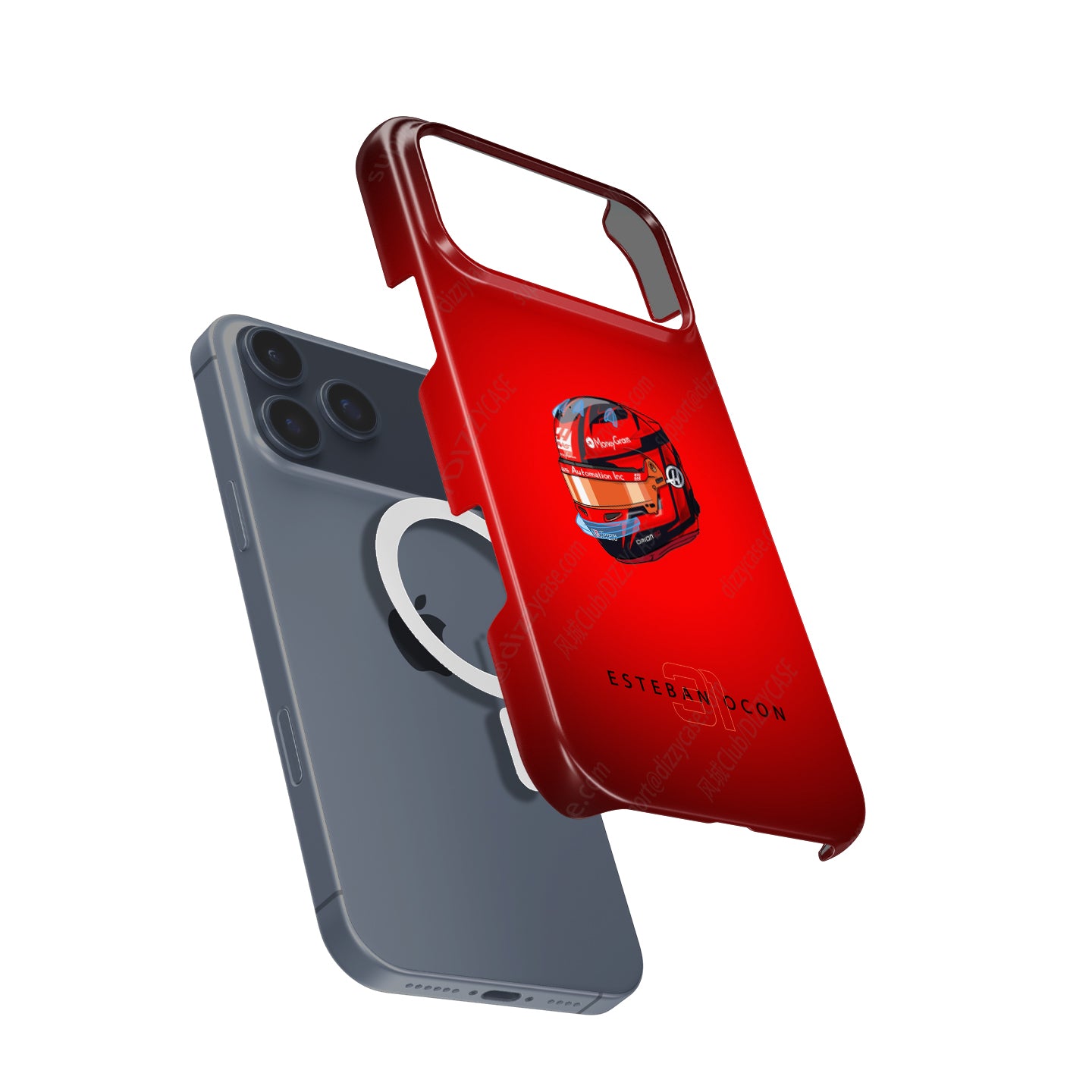 Esteban Ocon 2025 Helmet Phone Case – Bold Red Tribute for iPhone (Haas Edition) | DIZZY CASE