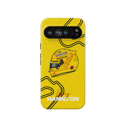 Lewis Hamilton Barcelona-Catalunya 2026 Yellow F1 Helmet Google Pixel Case