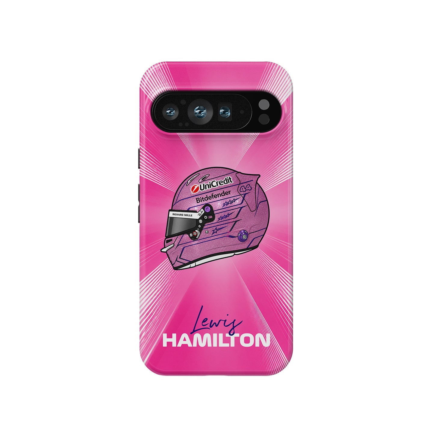 Lewis Hamilton Monaco 2026 Pink F1 Helmet Google Pixel Case