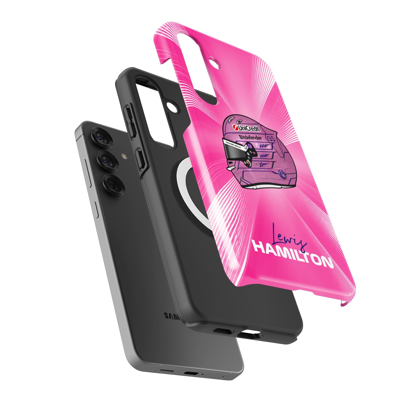Lewis Hamilton Monaco 2026 Pink F1 Helmet Samsung Case