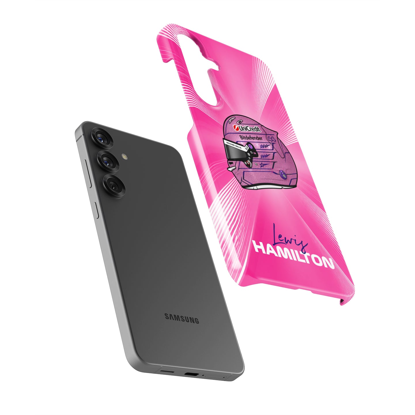 Lewis Hamilton Monaco 2026 Pink F1 Helmet Samsung Case