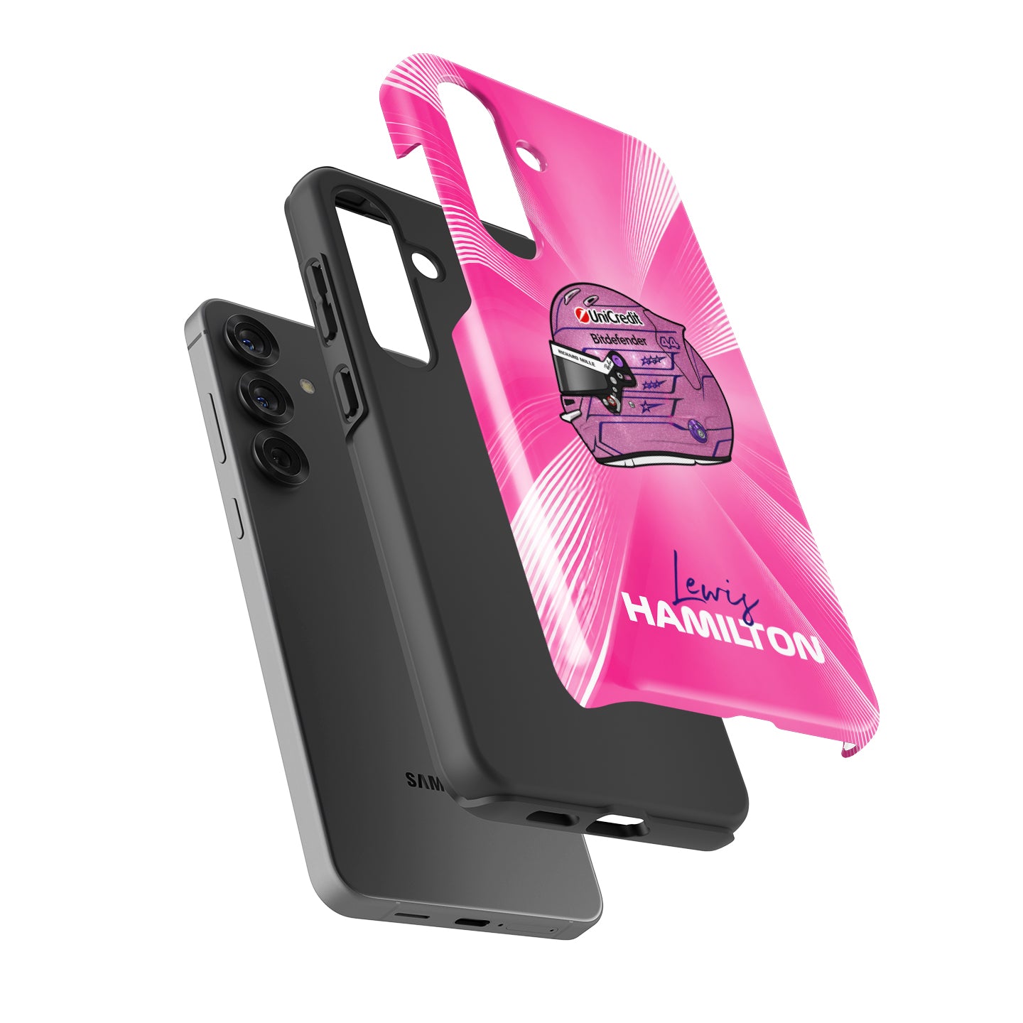 Lewis Hamilton Monaco 2026 Pink F1 Helmet Samsung Case