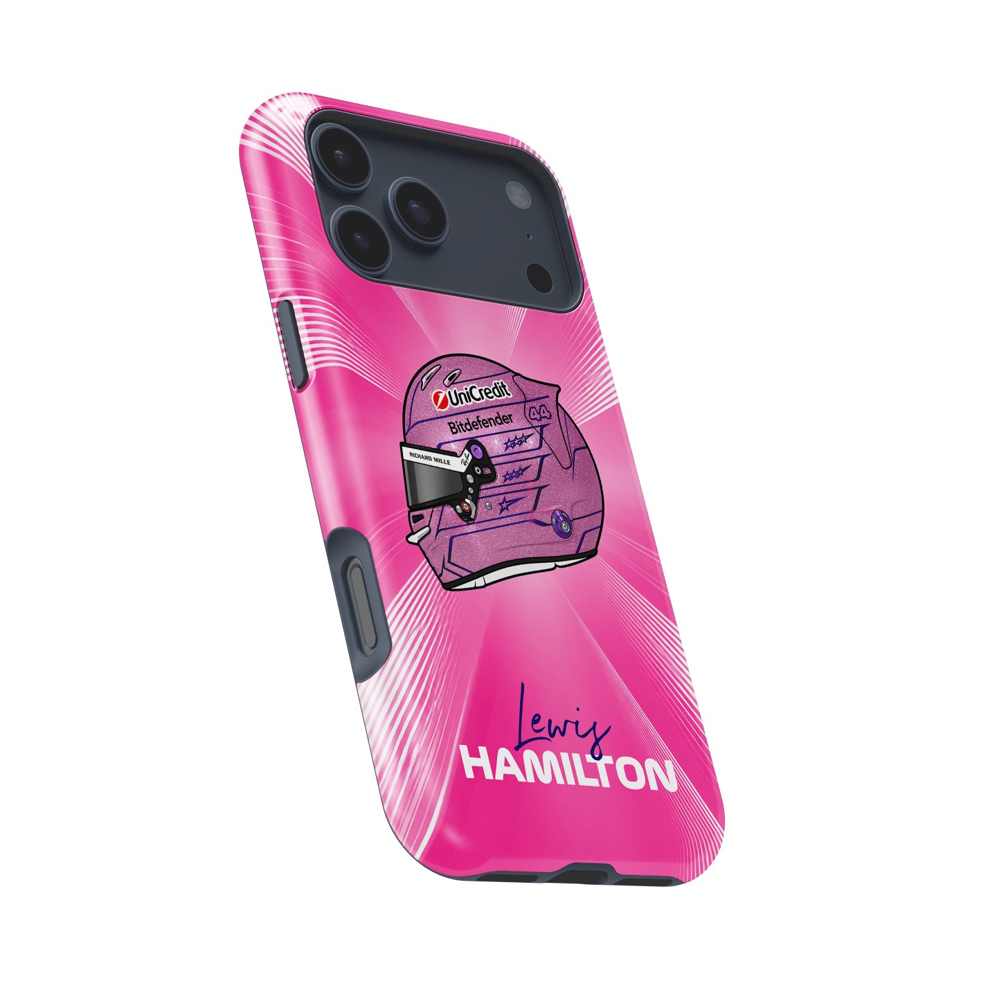 Lewis Hamilton Monaco 2026 Pink F1 Helmet iPhone Case