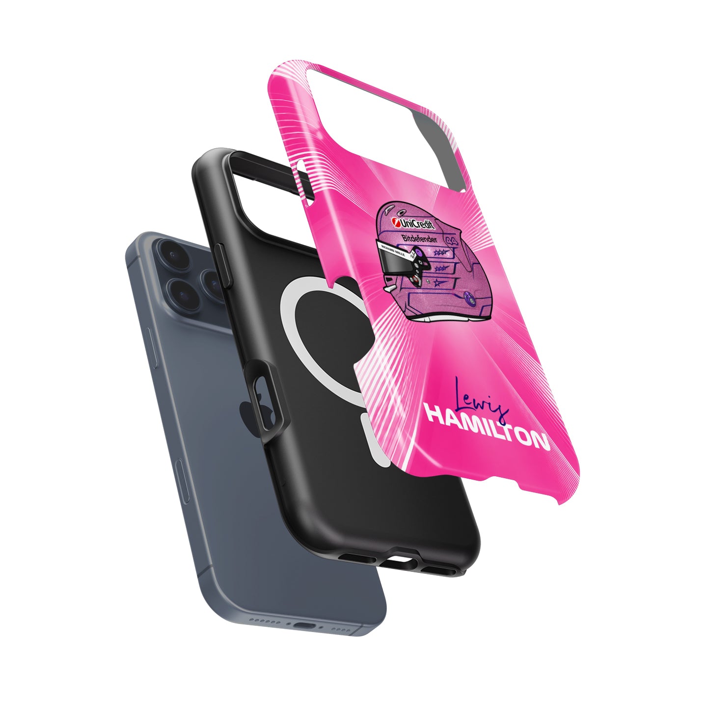 Lewis Hamilton Monaco 2026 Pink F1 Helmet Google Pixel Case