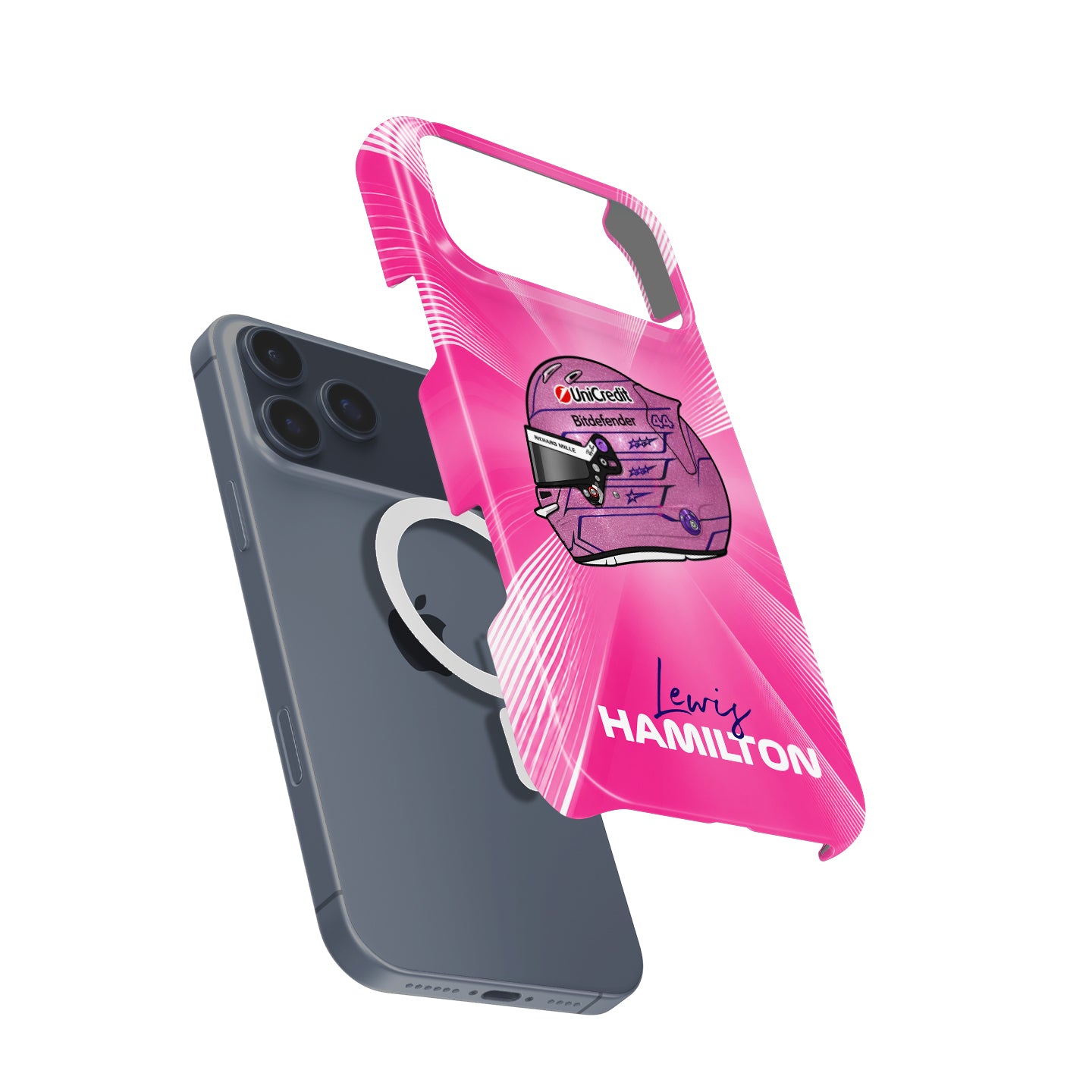 Lewis Hamilton Monaco 2026 Pink F1 Helmet Google Pixel Case
