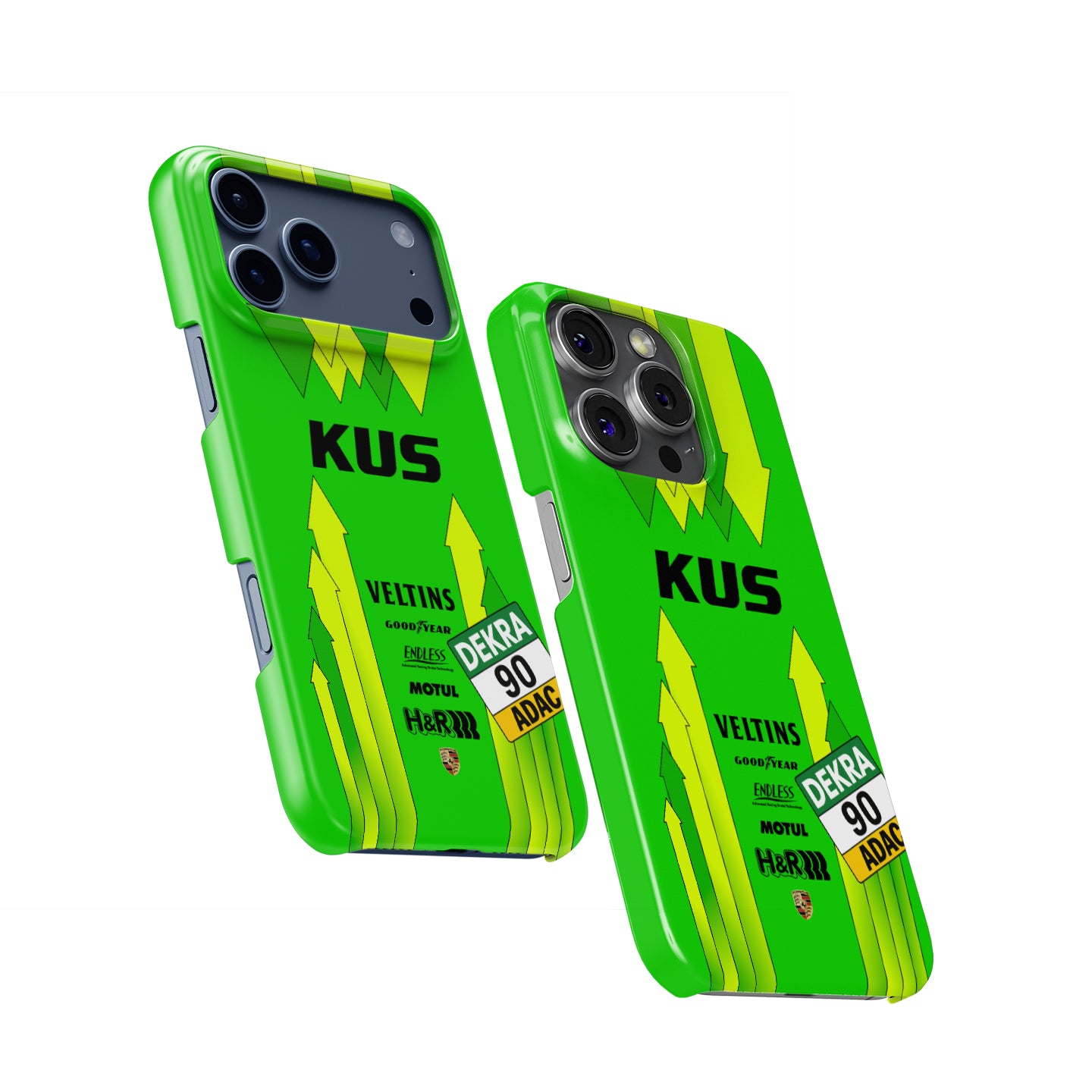 Manthey Racing #90 Porsche 911 GT3 R green and yellow Grello iPhone case front view