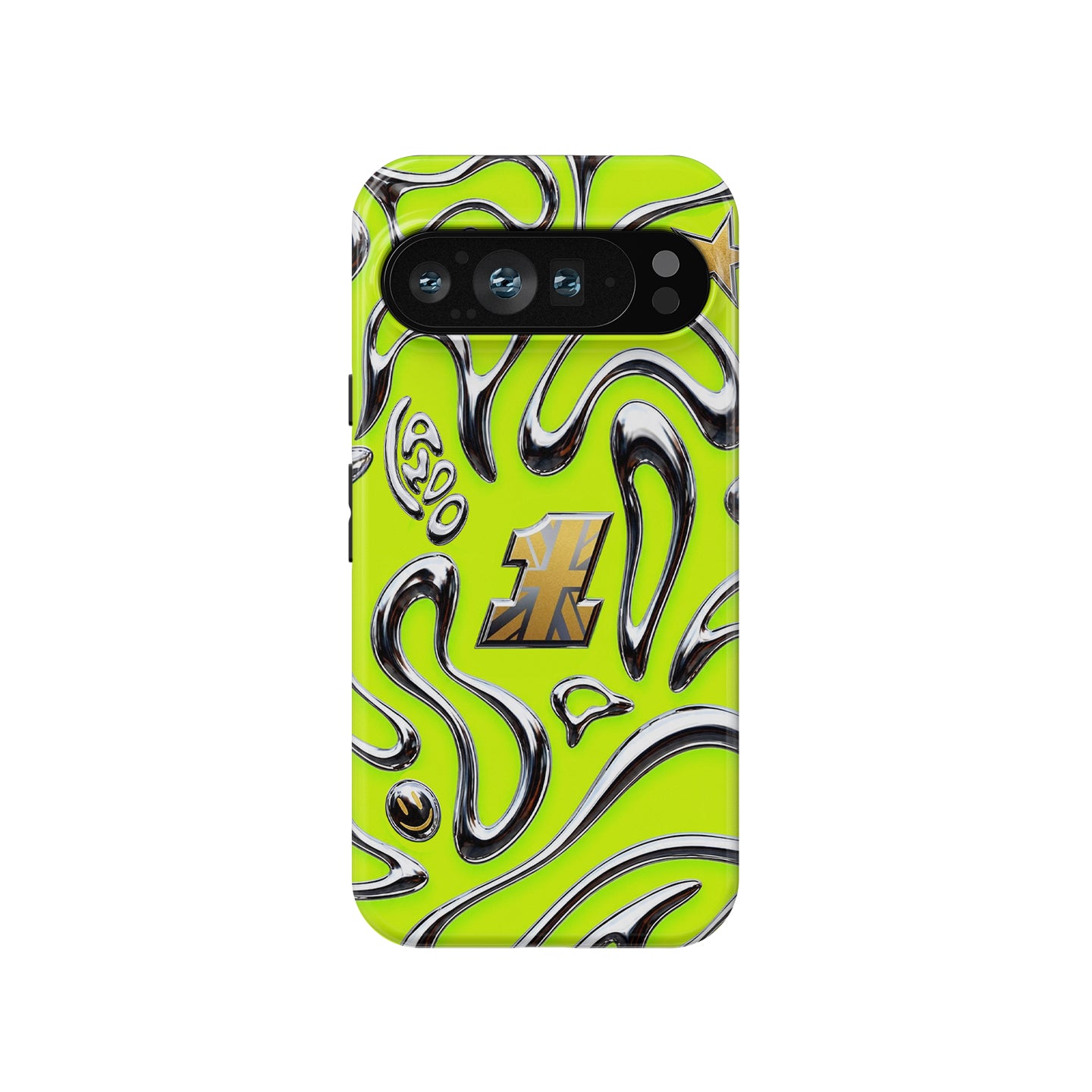 Neon Lime Chrome Racing Flow Google Pixel Case