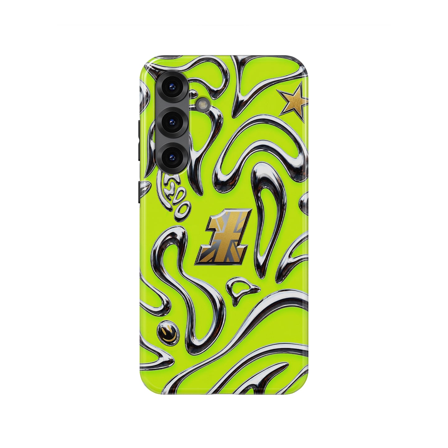 Neon Lime Chrome Racing Flow Samsung Case