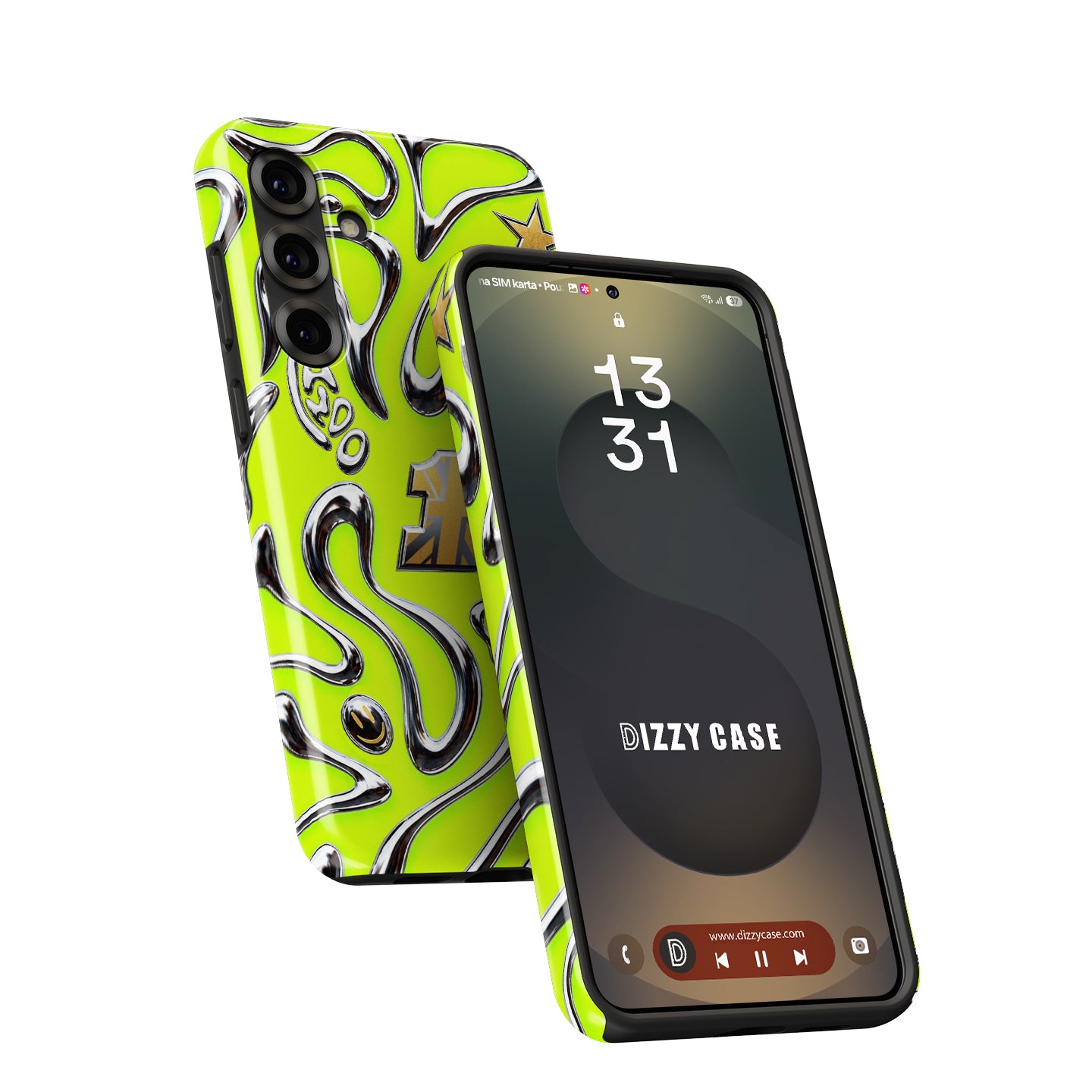 Neon Lime Chrome Racing Flow Samsung Case