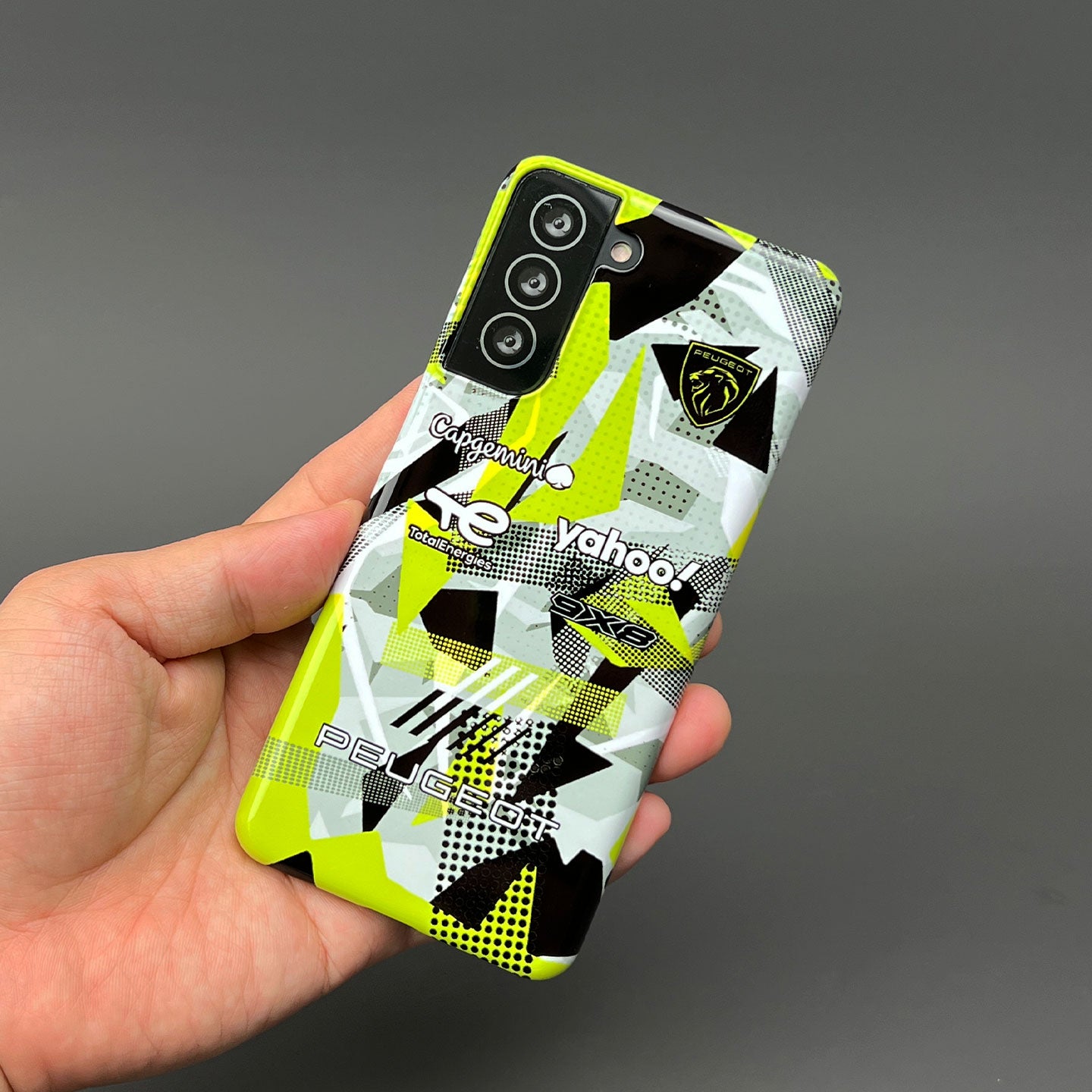 Peugeot 9X8 Hypercar Phone Case – Fragmented Pattern Design