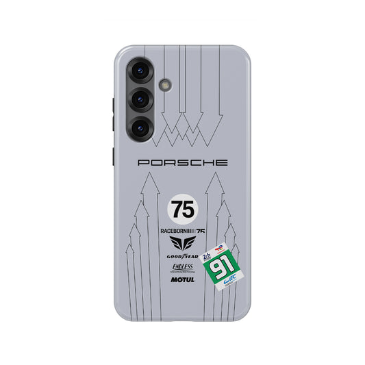 Porsche Raceborn 75, Porsche 911 GT3 R #91, Le Mans LMGT3, Silver Racing Livery, Samsung Case
