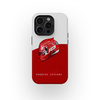 Coque de téléphone design casque Charles Leclerc 2023 livrée mate