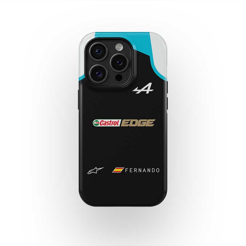 Funda para móvil con traje de carreras alpino de Fernando Alonso