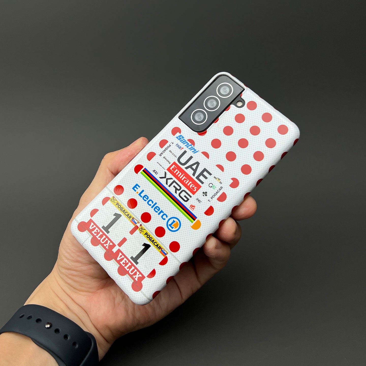 Tadej Pogačar 2025 Tour de France Polka Dot Jersey Phone Case – King of the Mountains Design (for iPhone)