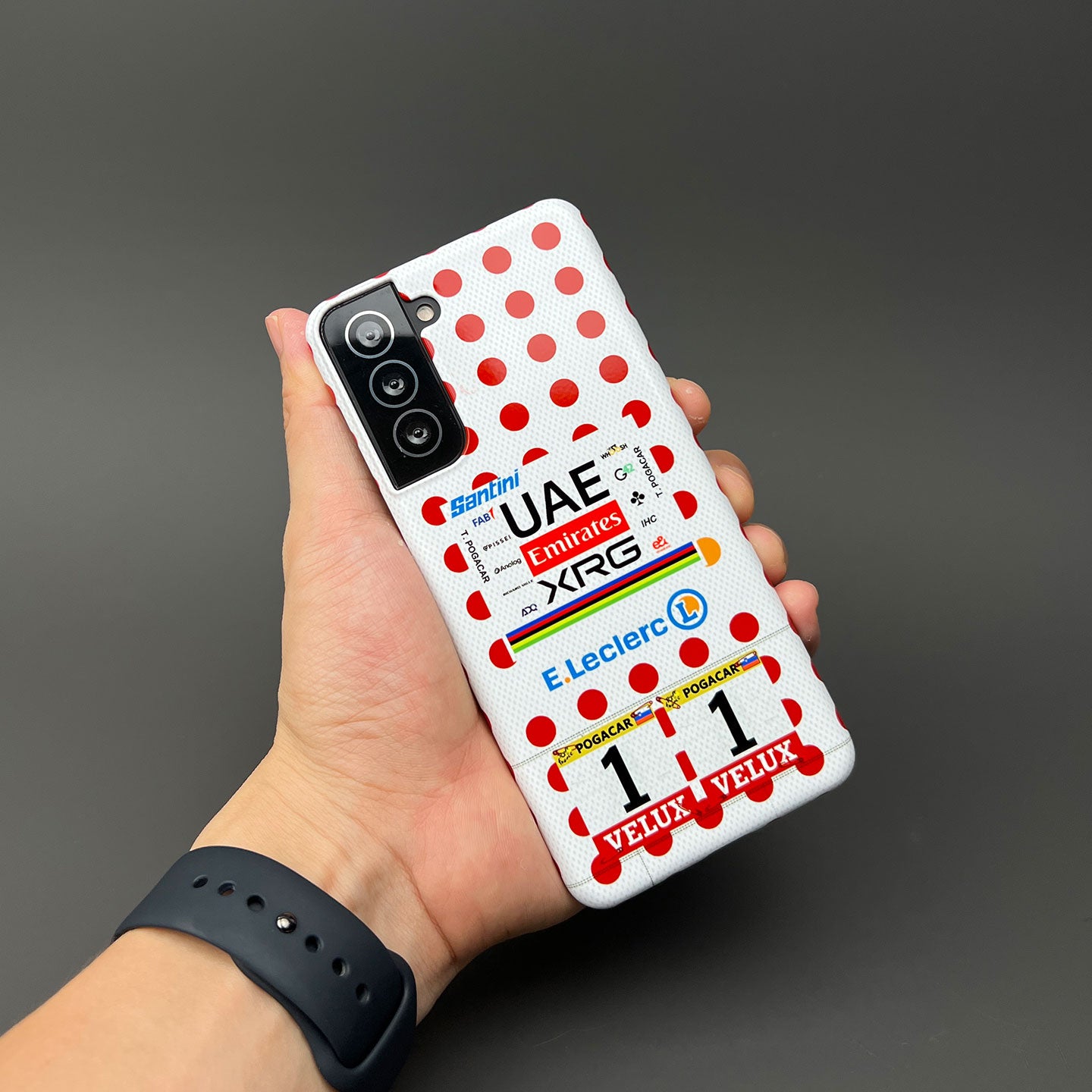Tadej Pogačar 2025 Tour de France Polka Dot Jersey Phone Case – King of the Mountains Design (for iPhone)