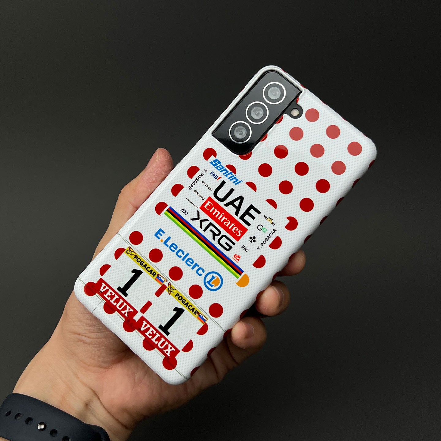 Coque de téléphone Tadej Pogacar 2024 Dual Triumph jaune et rose en jersey par DIZZY