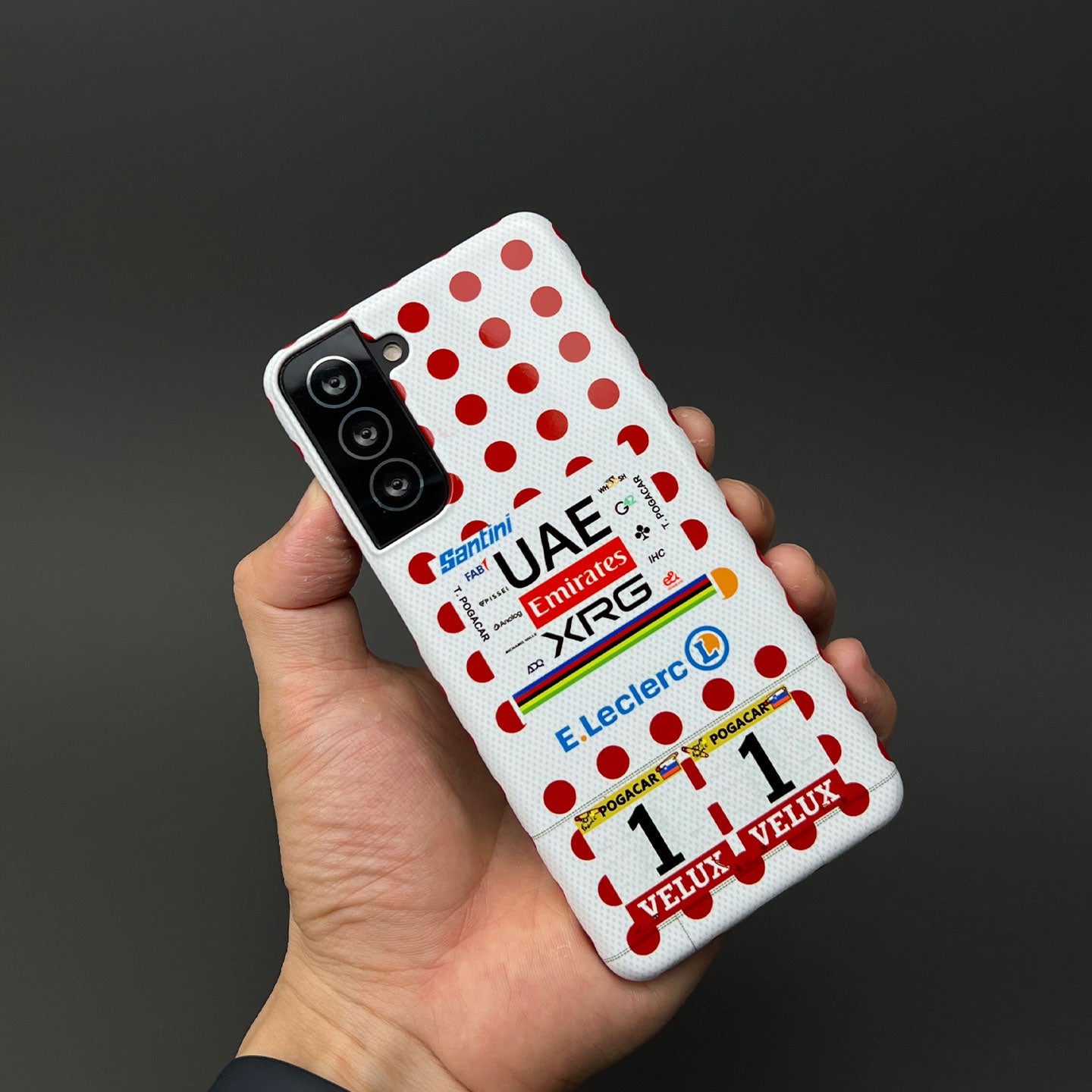 Coque de téléphone Tadej Pogacar 2024 Dual Triumph jaune et rose en jersey par DIZZY