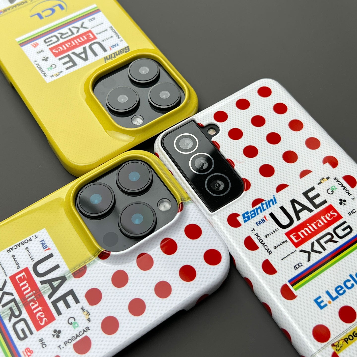 Coque de téléphone Tadej Pogacar 2024 Dual Triumph jaune et rose en jersey par DIZZY