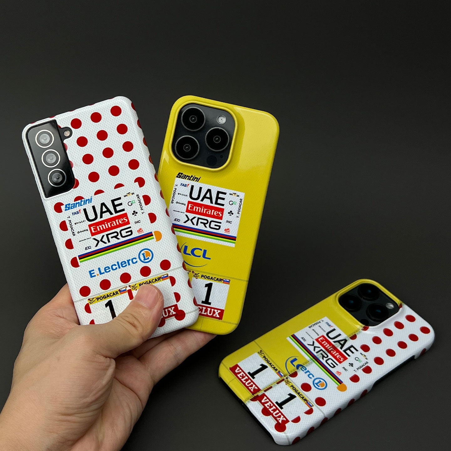 Coque de téléphone Tadej Pogacar 2024 Dual Triumph jaune et rose en jersey par DIZZY