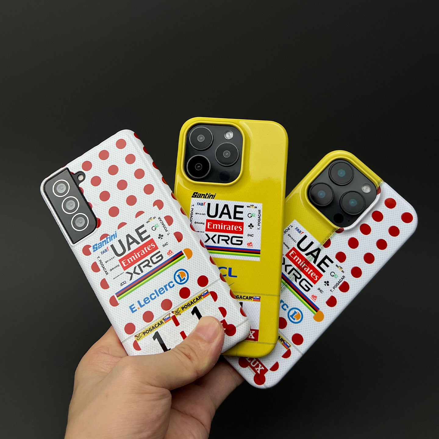 Coque de téléphone Tadej Pogacar 2024 Dual Triumph jaune et rose en jersey par DIZZY